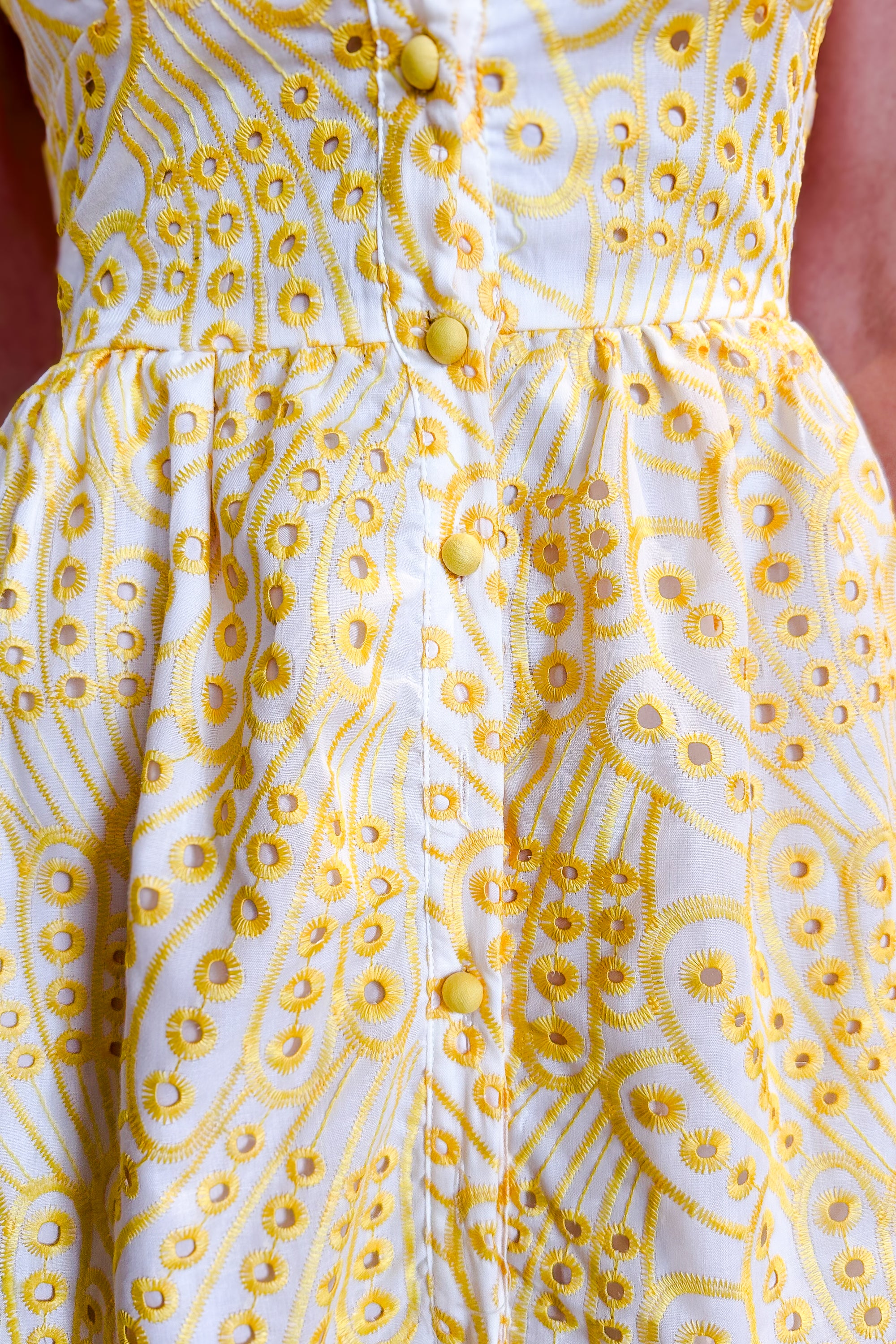 Yellow Eyelet Tiered Cami Dress / Yellow