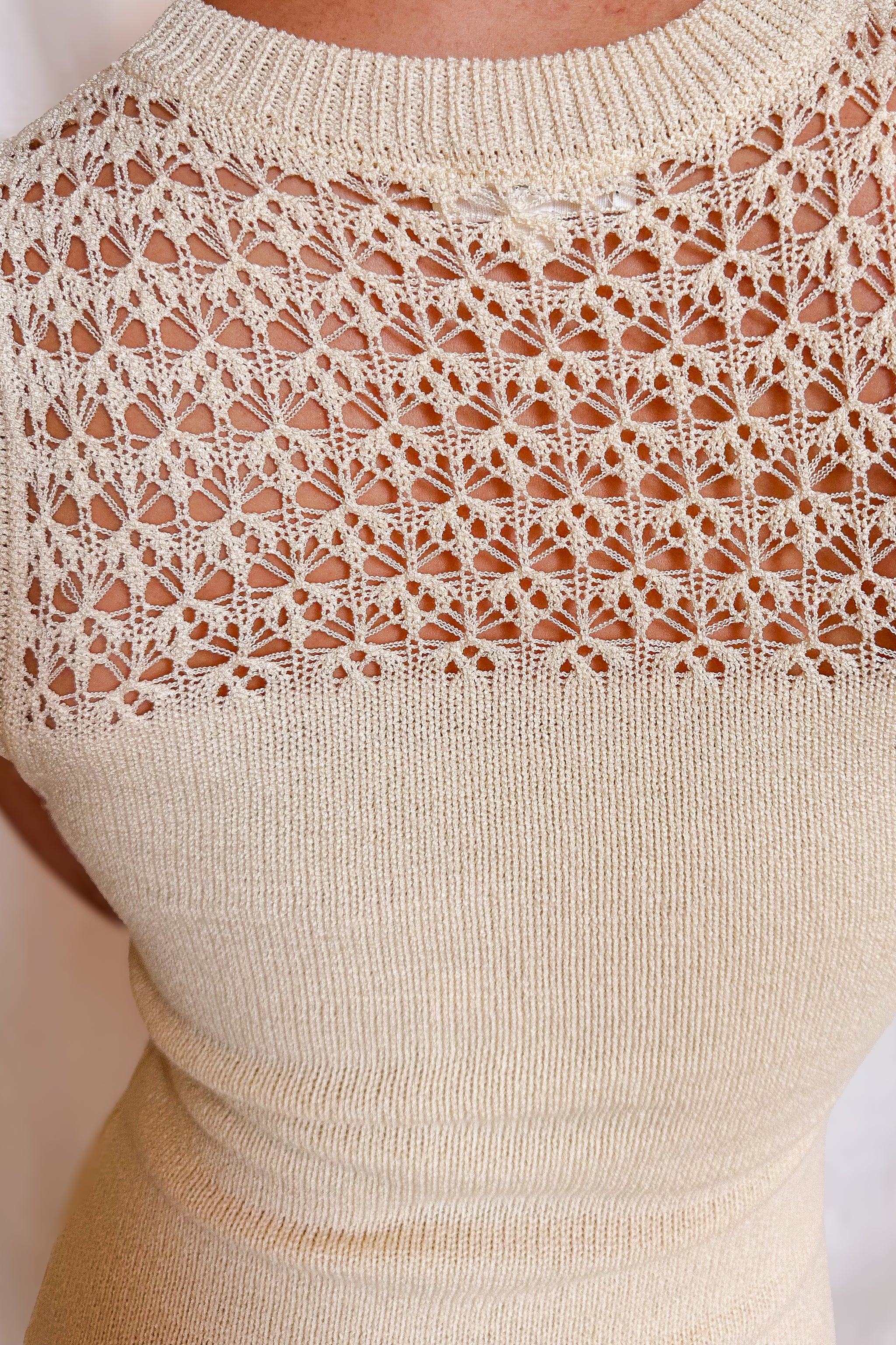 Crochet Chest Hem Sleeveless Maxi Dress / Beige - Merrilee's Swimwear Crochet Chest Hem Sleeveless Maxi Dress / Beige - Merrilee's Swimwear