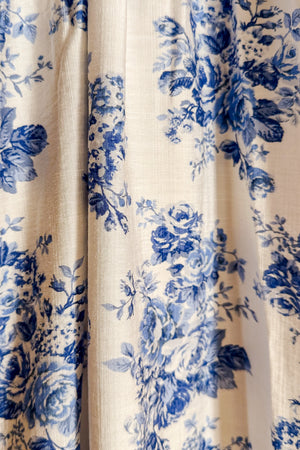 Blue Country Floral Kimono Sleeve Slit Maxi Dress / Ivory