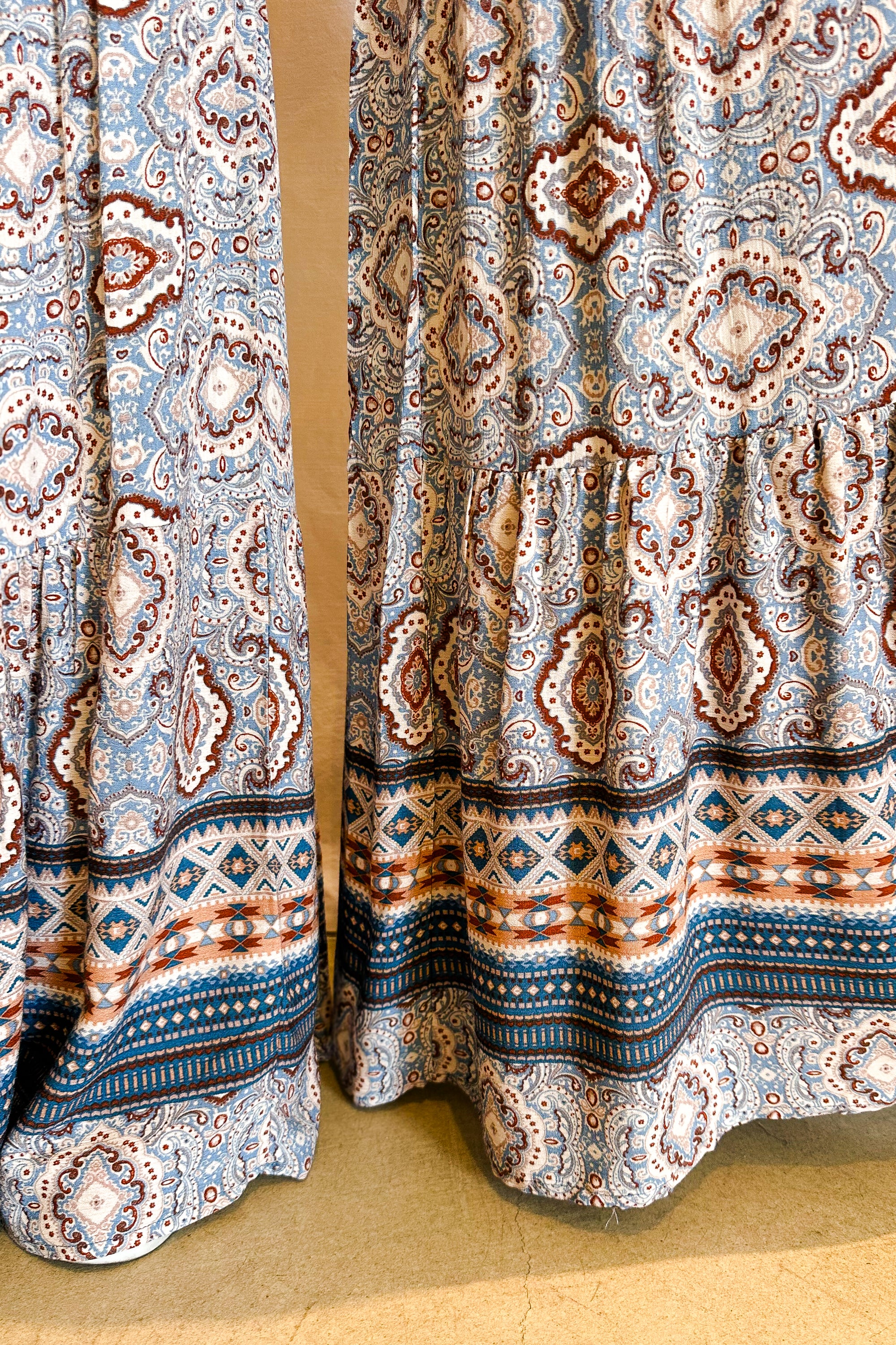 Paisley Border Print Wide Leg Paint / Blue