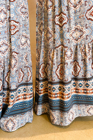 Paisley Border Print Wide Leg Paint / Blue
