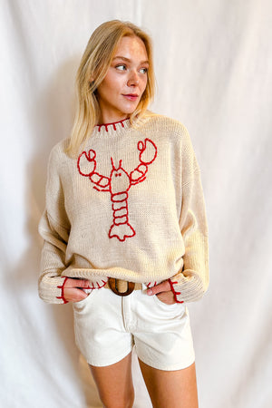 Lobster Whip Stitched Sweater / Beige