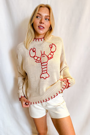 Lobster Whip Stitched Sweater / Beige
