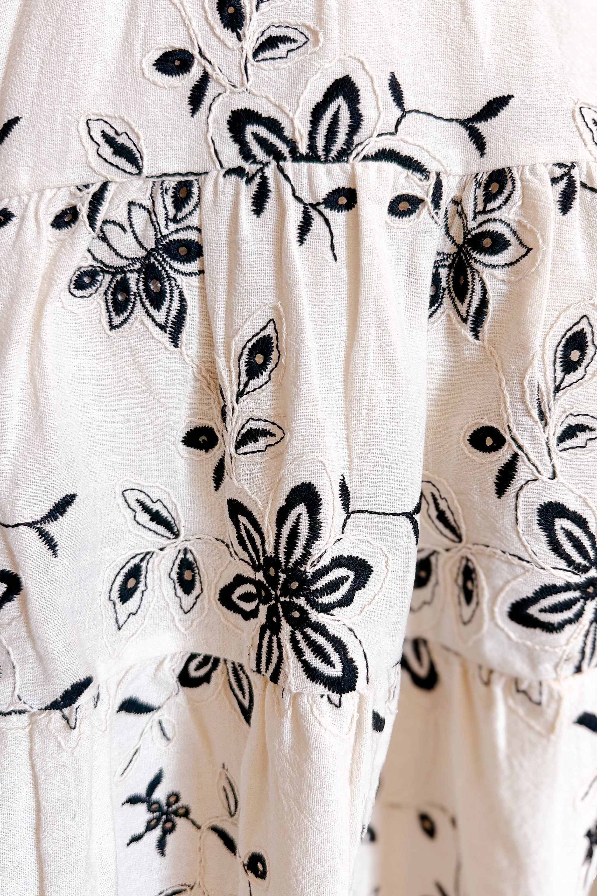 Black Embroidered Lace Up Bust Short Cami Dress / Natural - Merrilee's Swimwear Black Embroidered Lace Up Bust Short Cami Dress / Natural - Merrilee's Swimwear