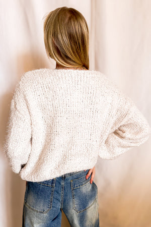 Fluffy V-Neck Sweater / Ivory