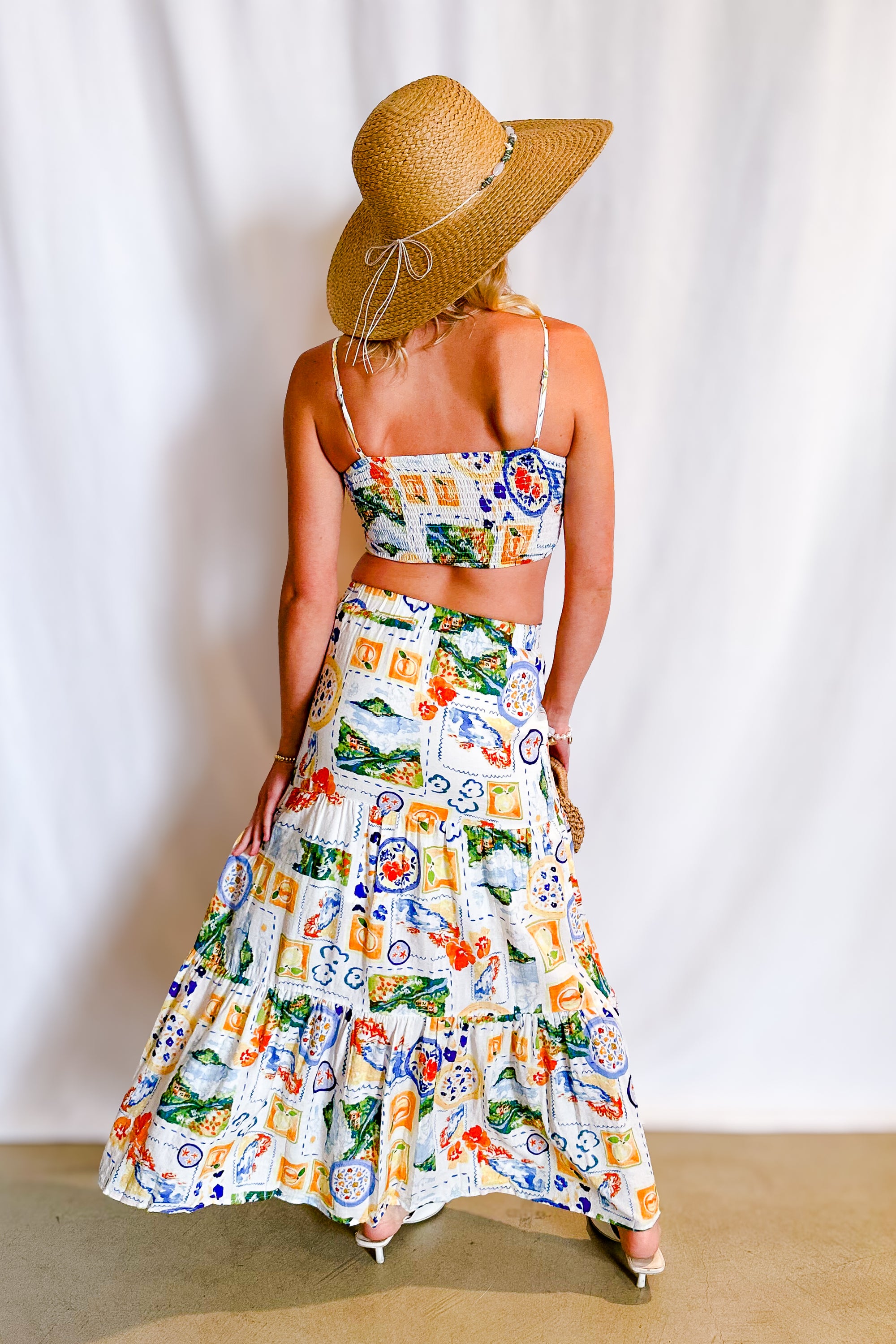 Vacay Patchwork Button Up Maxi Skirt / Ivory