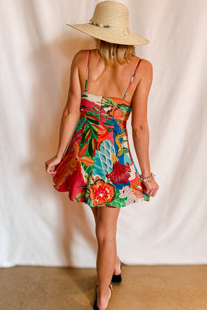 Tropic Crush Short Cami Dress / Coral