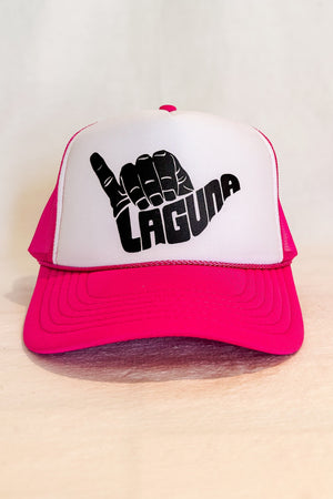 Laguna Beach Shaka Trucker Hat / Pink