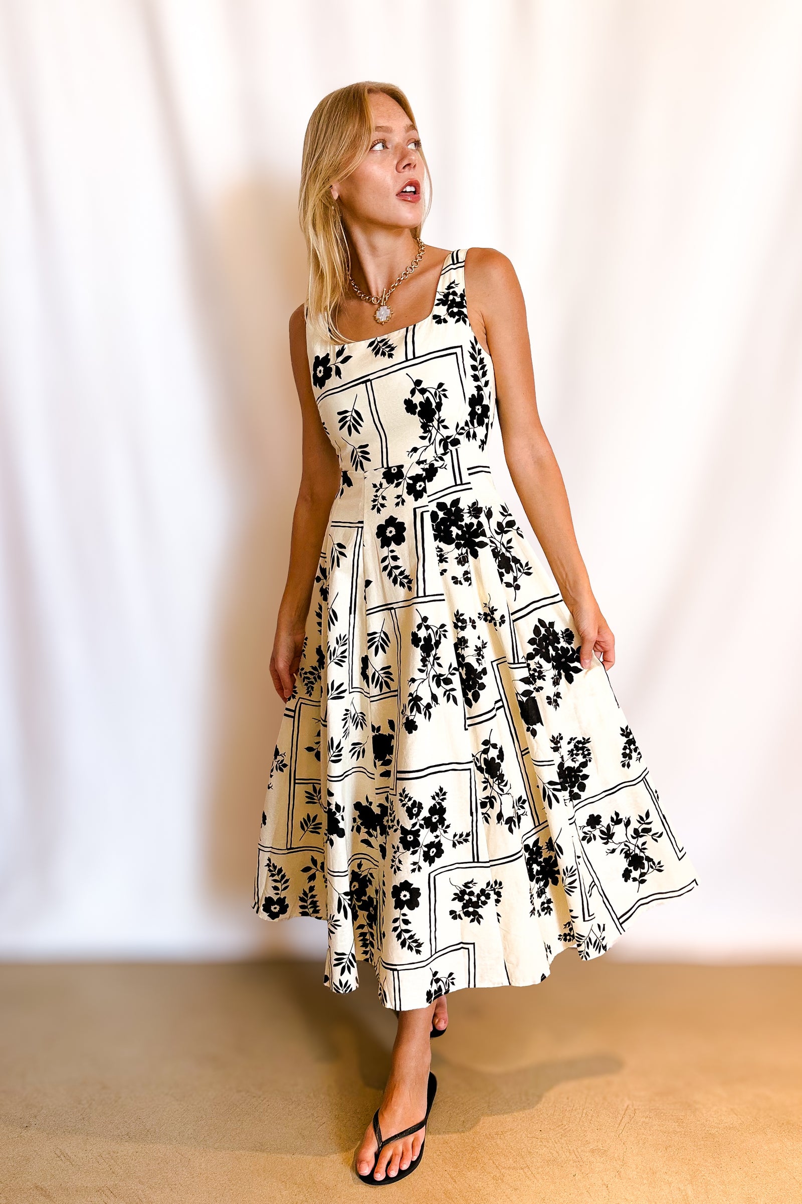 Vintage Cloth A-Line Tank Maxi Dress / Cream