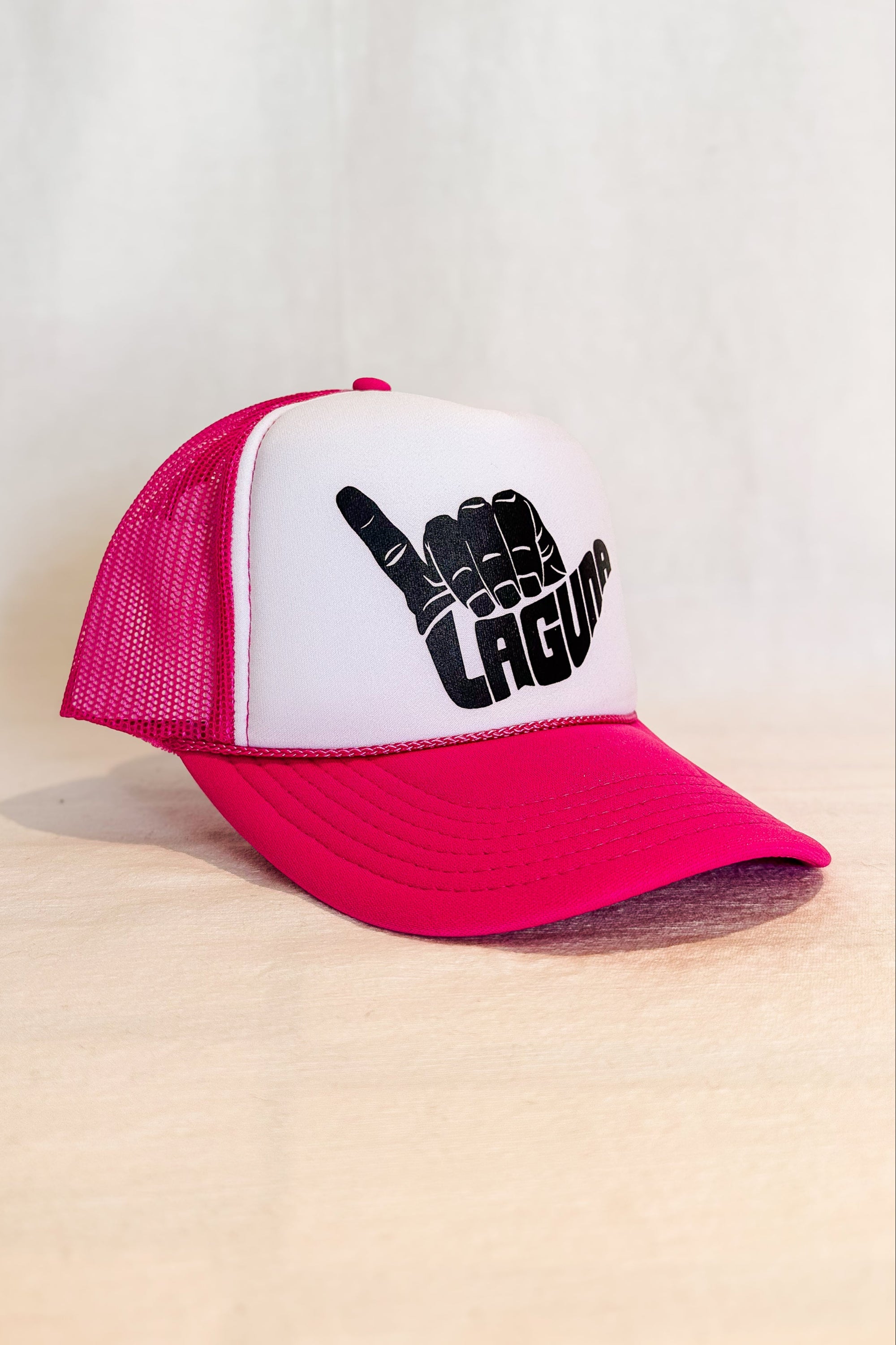 Laguna Beach Shaka Trucker Hat / Pink