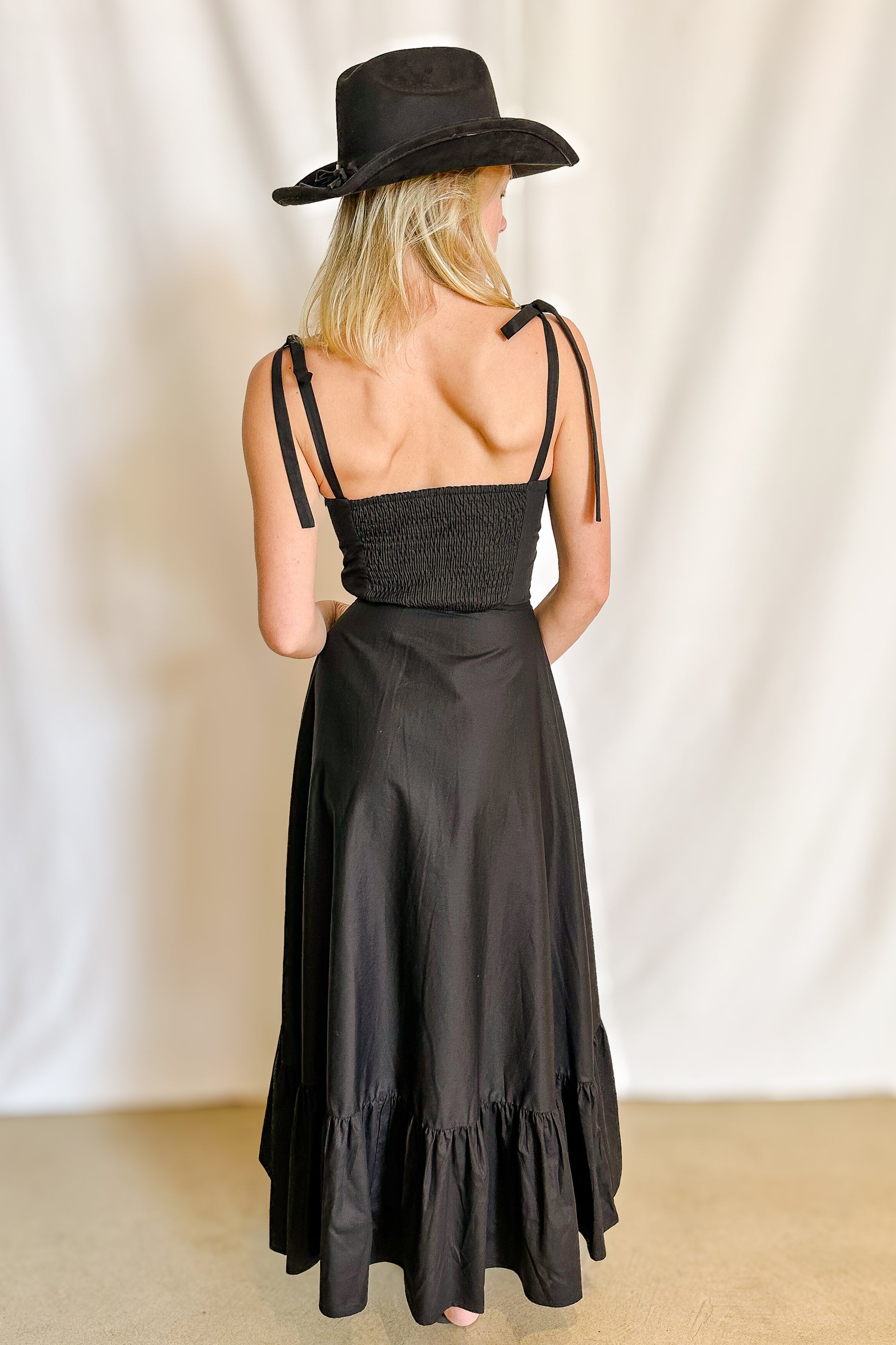 Poplin Cupped Cami Maxi Dress / Black