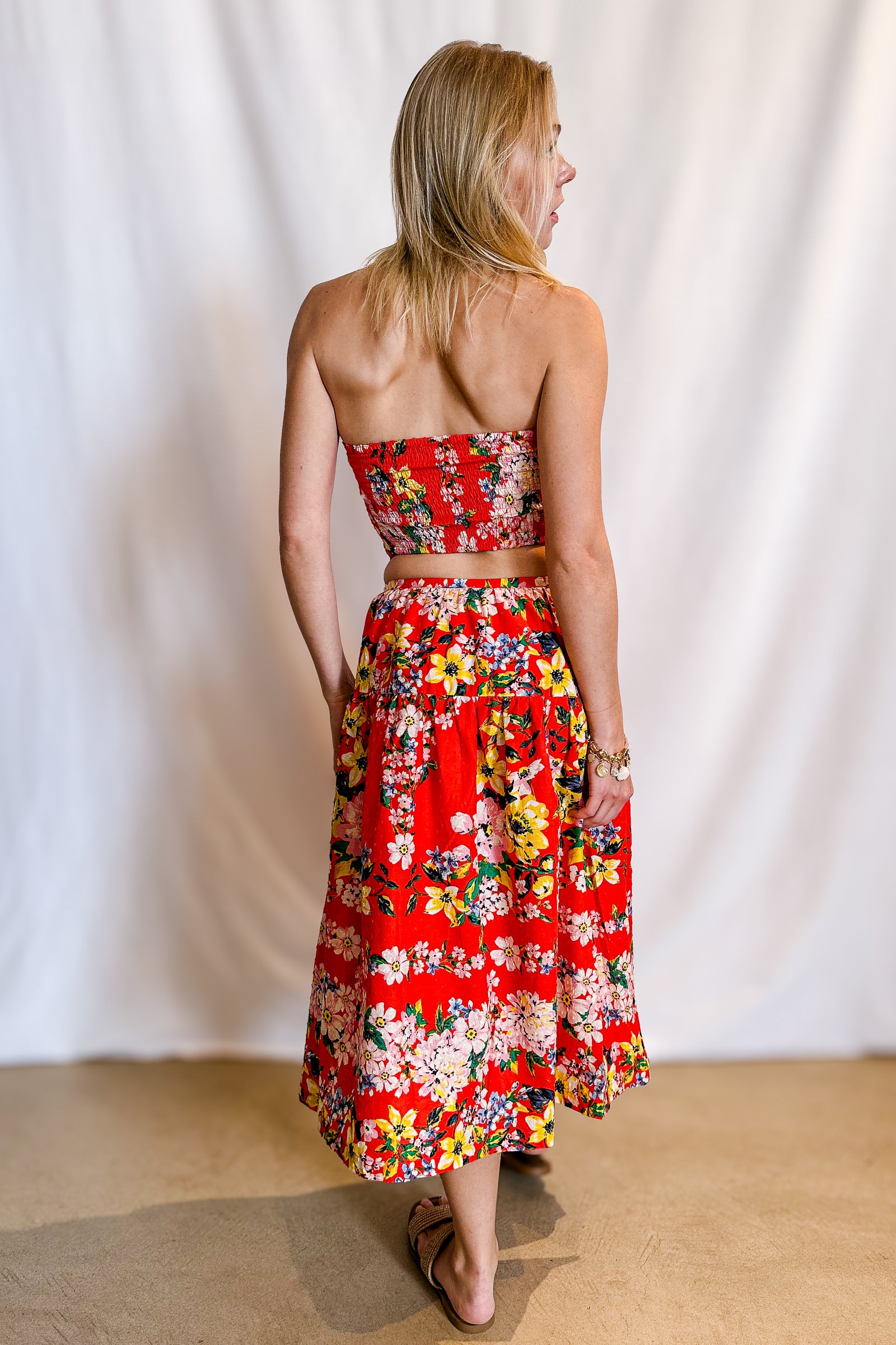Fiesta Floral Midi Skirt / Orange