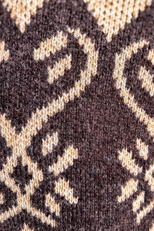 Jacquard Knit Dual Tone Boyfriend Sweater / Brown