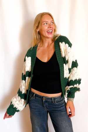 Bold Charlie Striped Cardigan / Green