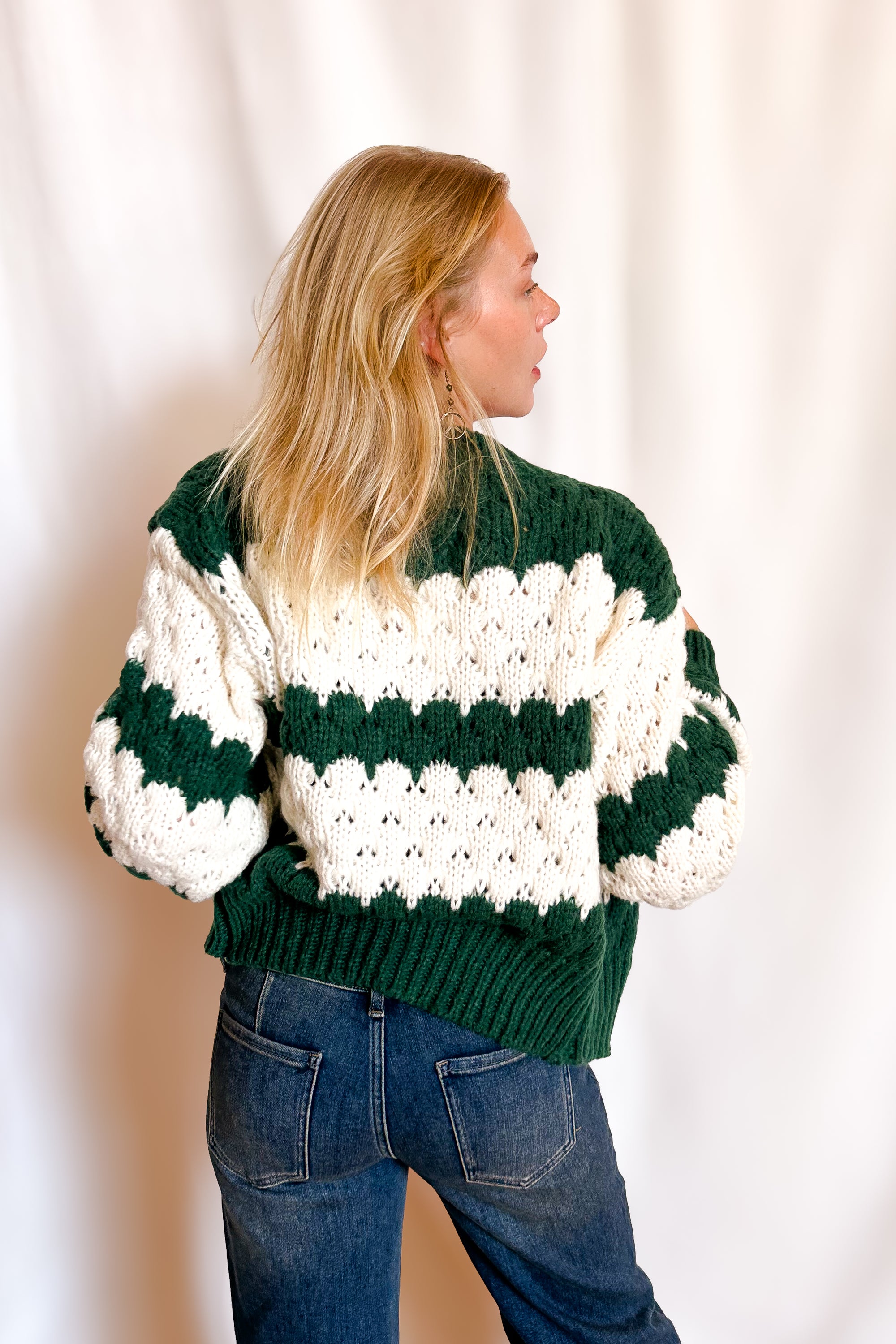 Bold Charlie Striped Cardigan / Green