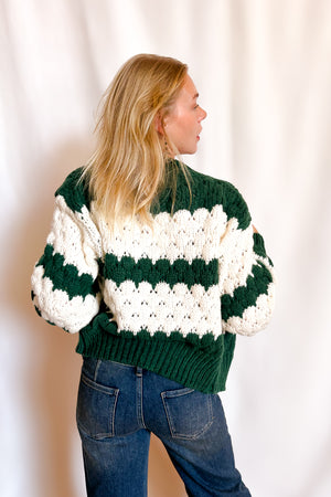 Bold Charlie Striped Cardigan / Green