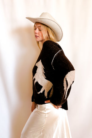 Equestrian Stitch Detail Cardigan Sweater / Brown