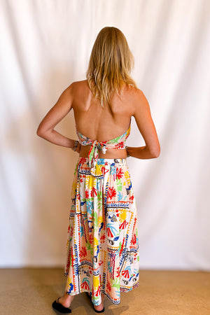 Aquatic Print Maxi Skirt / Ivory