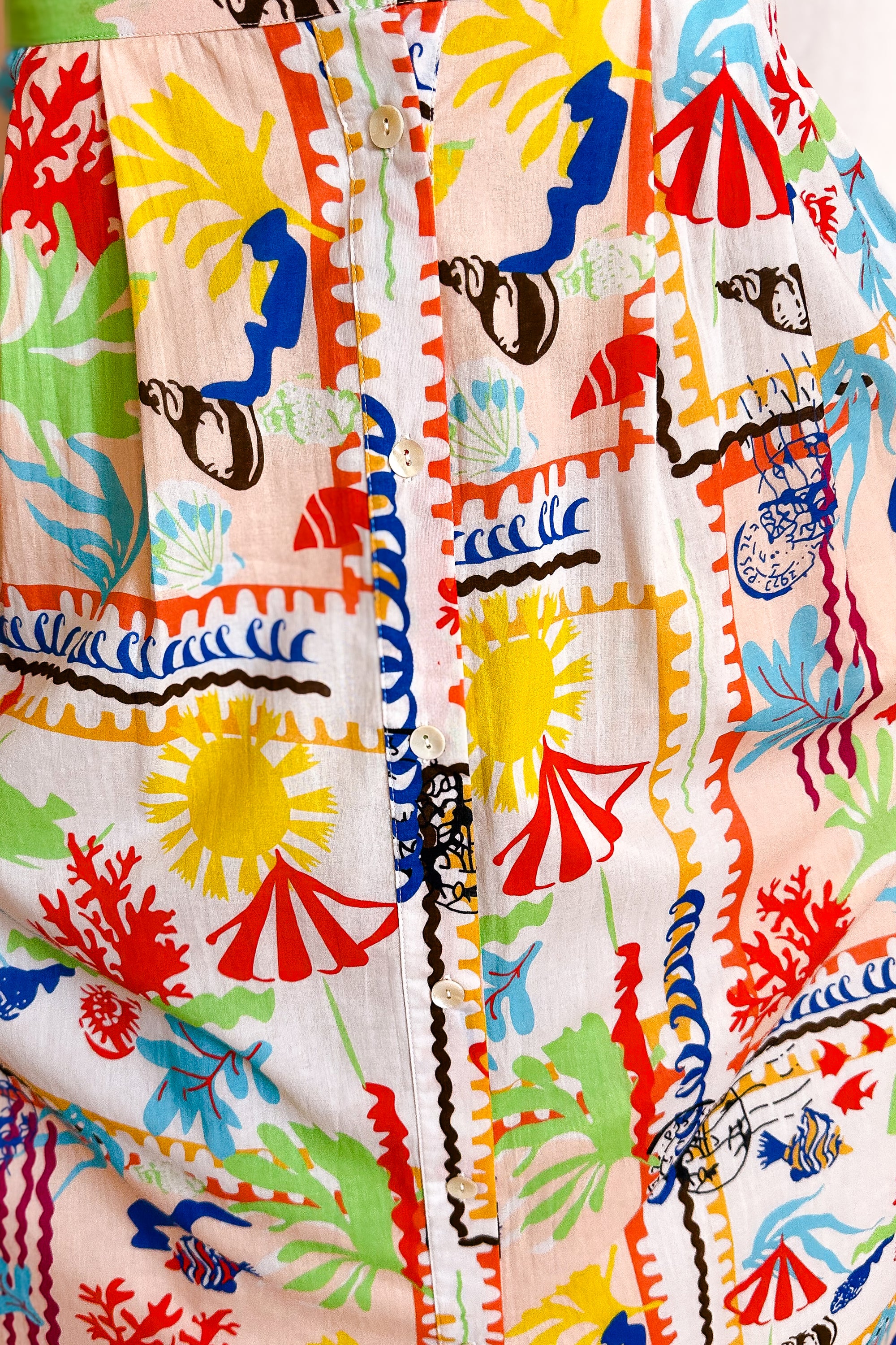 Aquatic Print Maxi Skirt / Ivory
