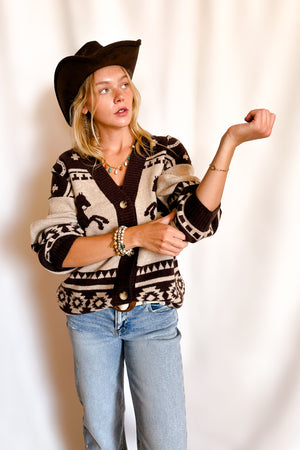 El Paso Desert Trails Button Cardigan / Taupe