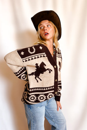 El Paso Desert Trails Button Cardigan / Taupe