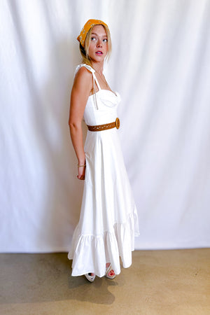 Poplin Cupped Cami Maxi Dress / White