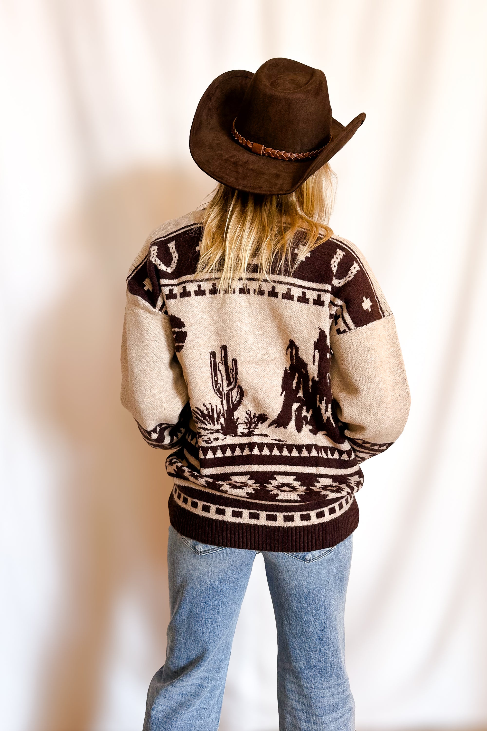 El Paso Desert Trails Button Cardigan / Taupe