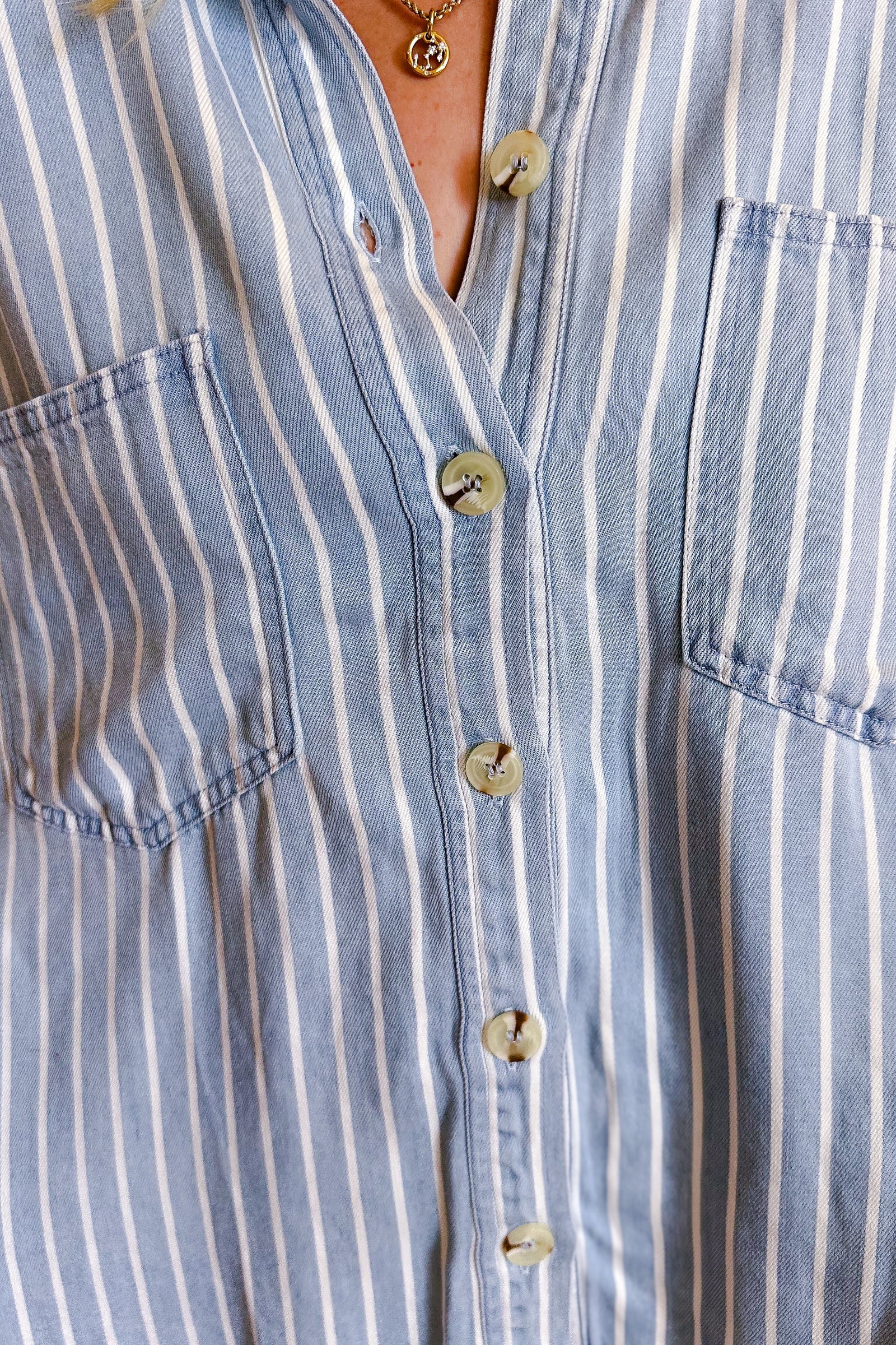 Railroad Stripe Soft Denim Shirt / Chambray