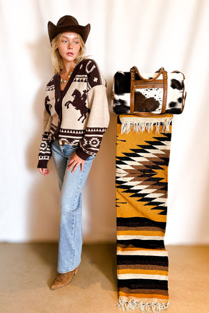 Mexican Indian Diamond Blanket / Mustard / 4 x 7