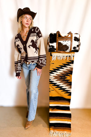 Mexican Indian Diamond Blanket / Mustard / 4 x 7