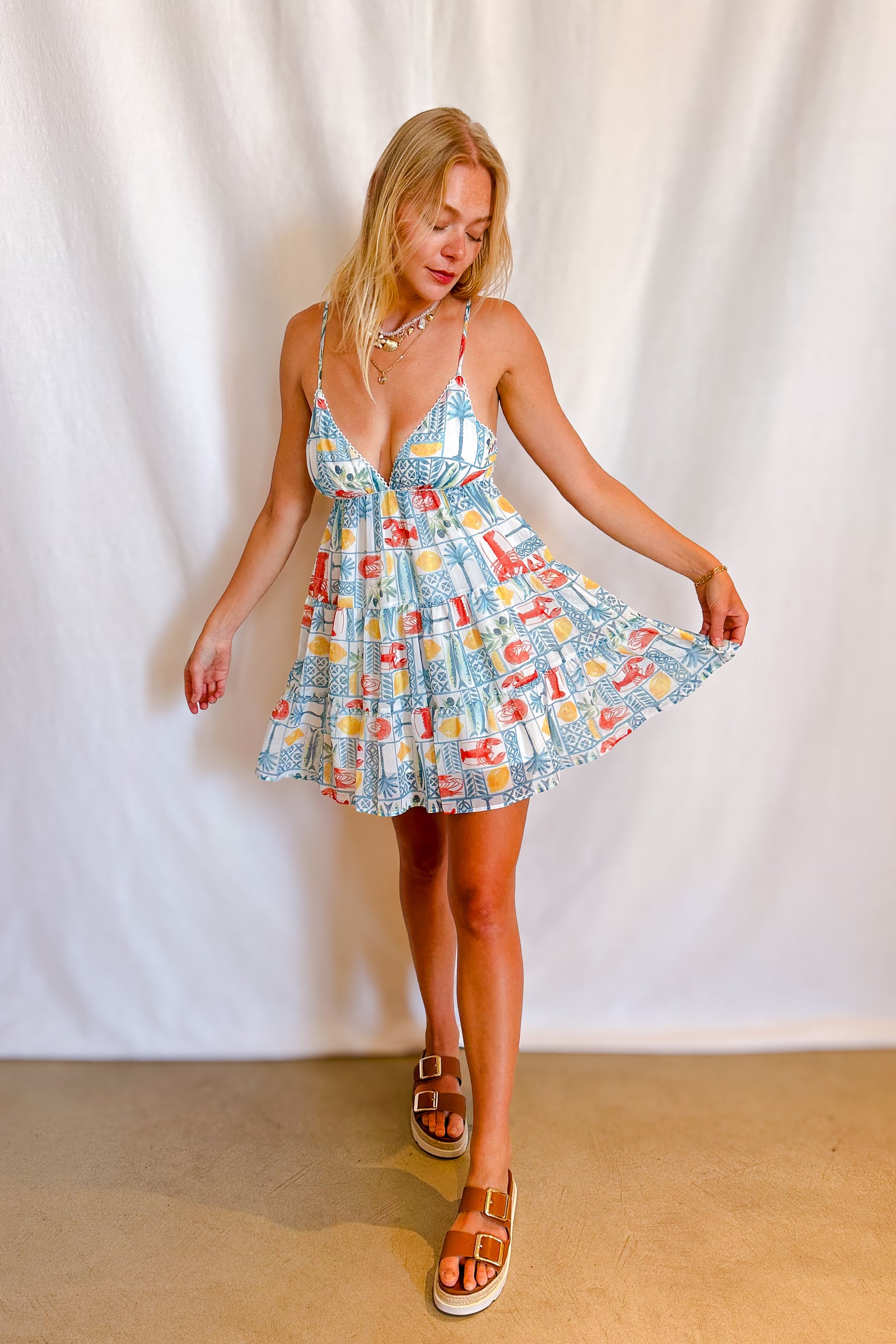 Lobster Vacay Short Tank Dress / Blue