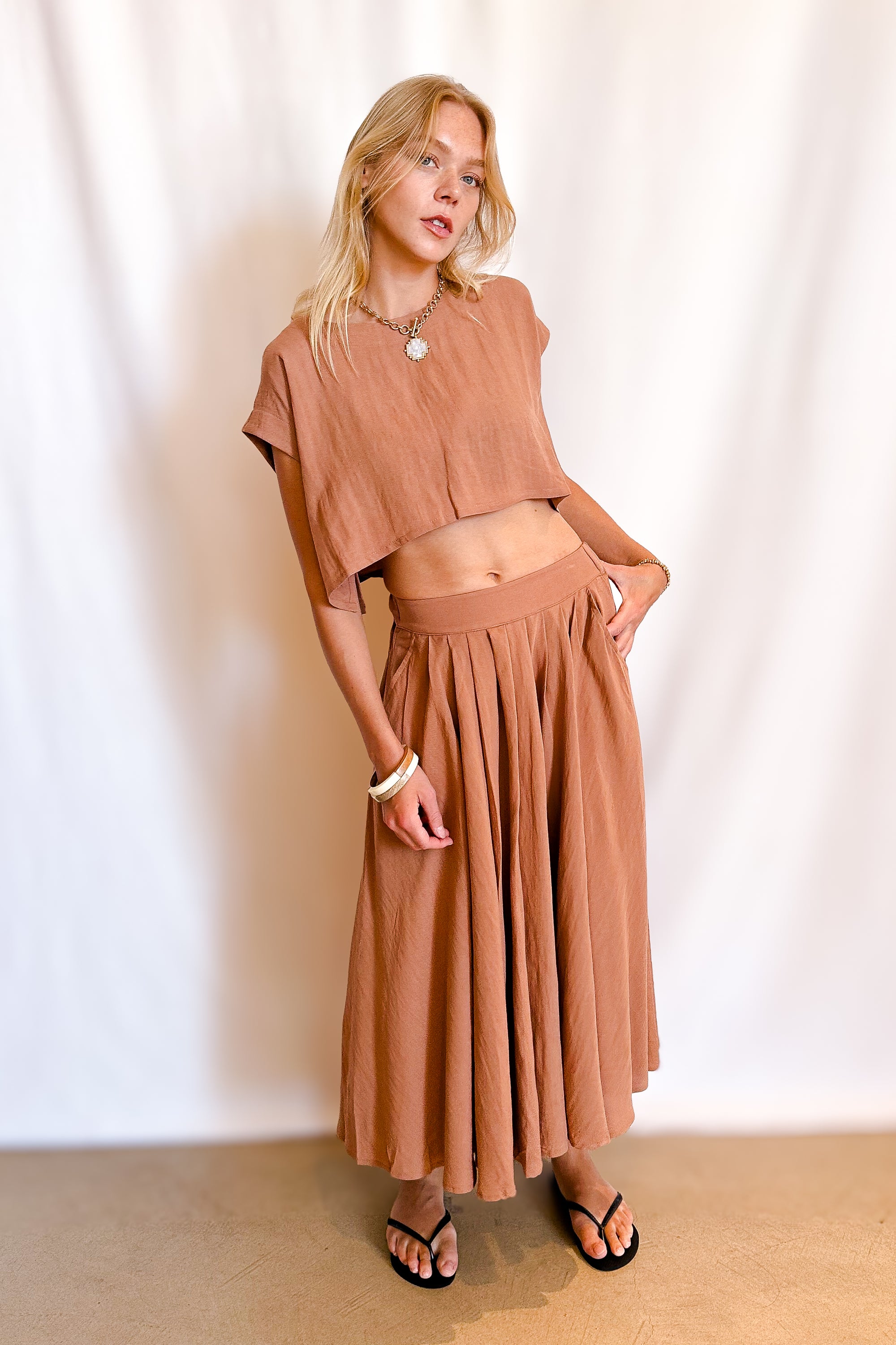 Pocketed Full Midi Skirt / Mocha