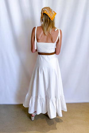 Poplin Cupped Cami Maxi Dress / White