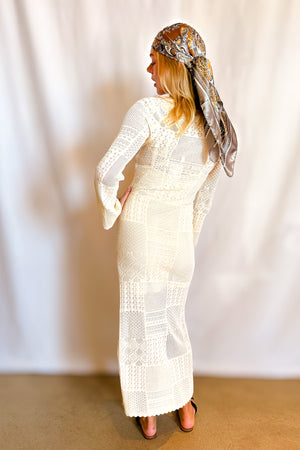 Fine Crochet Long Sleeve Maxi Dress / Ivory