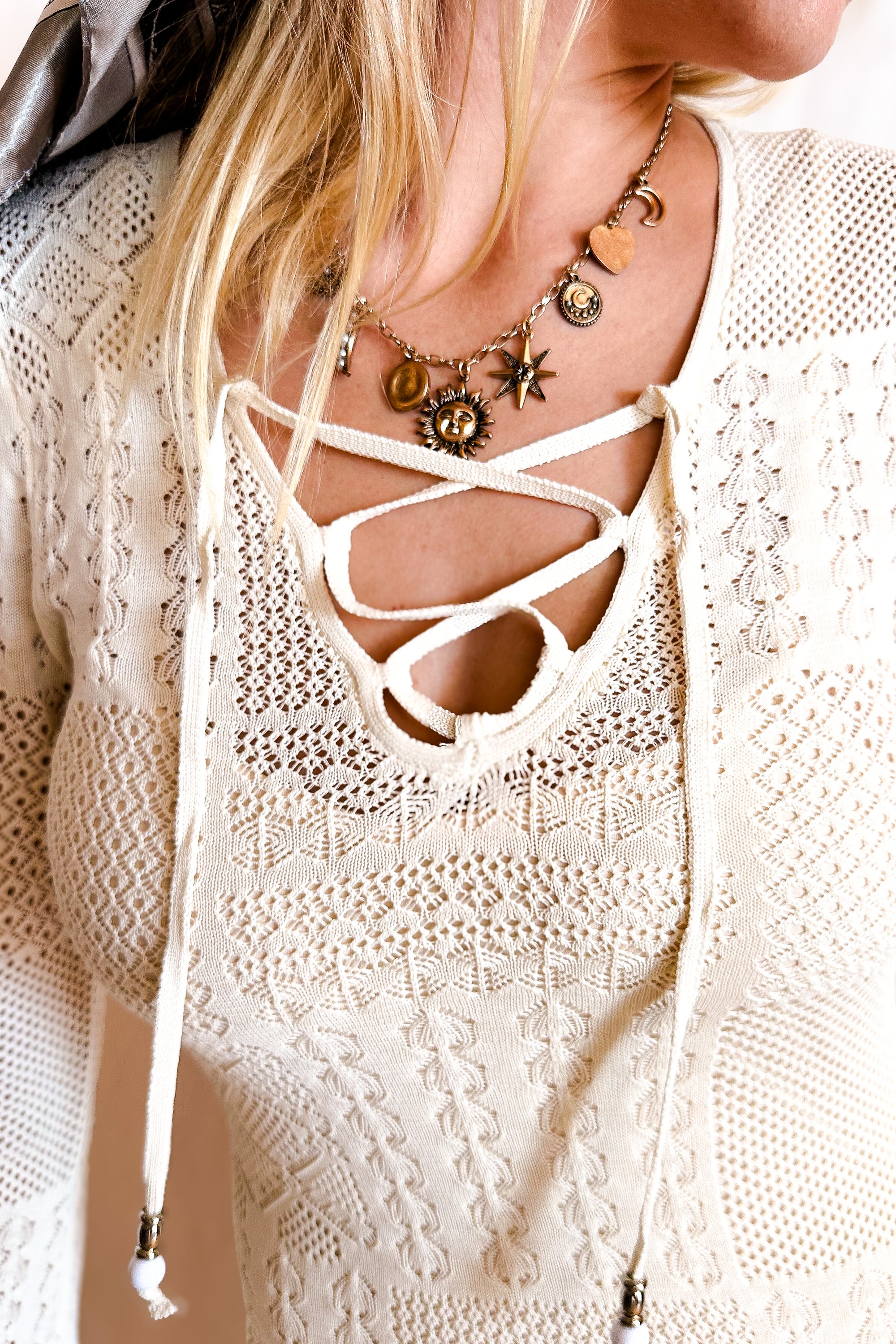 Fine Crochet Long Sleeve Maxi Dress / Ivory