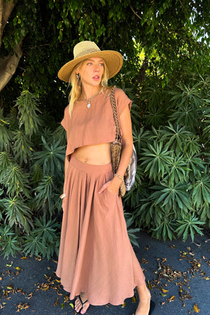 Pocketed Full Midi Skirt / Mocha