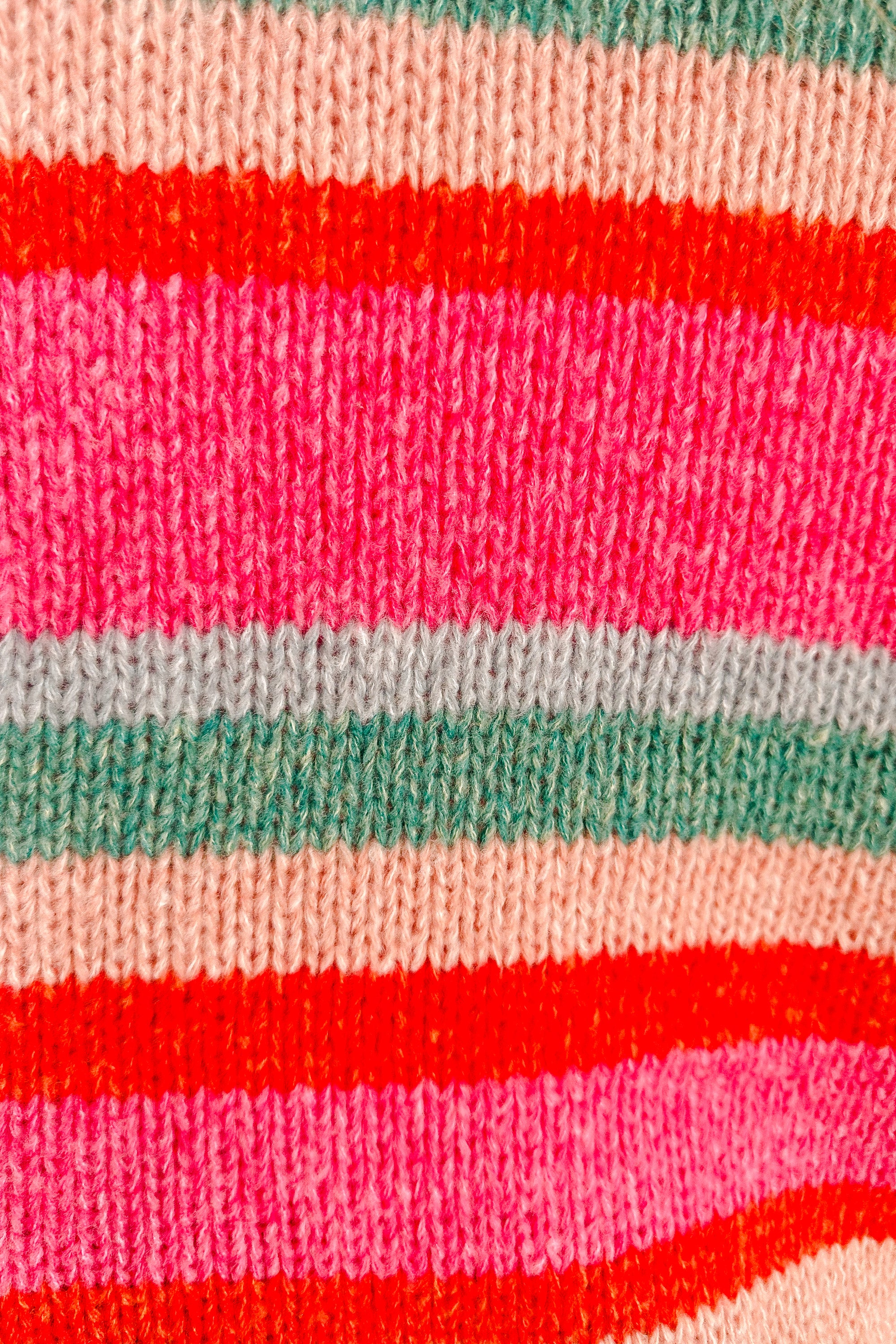 Bright Soft Multi Striped Crewneck Sweater / Pink