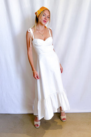 Poplin Cupped Cami Maxi Dress / White