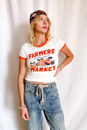 Farmers Market Ringer Tee / White