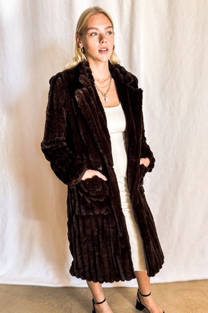 Faux Mink Fur Coat / Brown