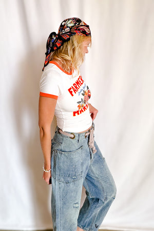 Farmers Market Ringer Tee / White