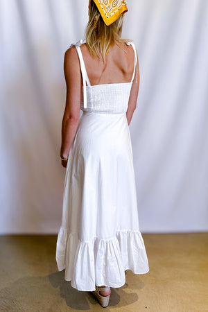 Poplin Cupped Cami Maxi Dress / White