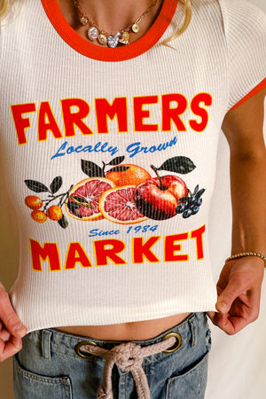 Farmers Market Ringer Tee / White