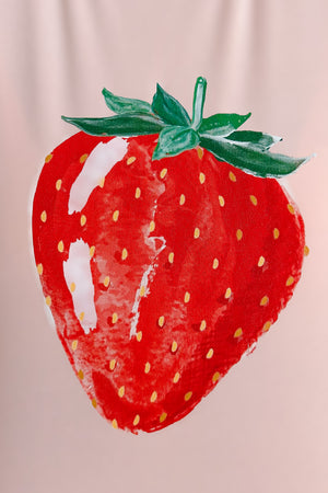 Strawberry Graphic Ringer Tee / Pink