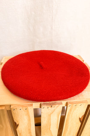 Wool Beret Hat / Red