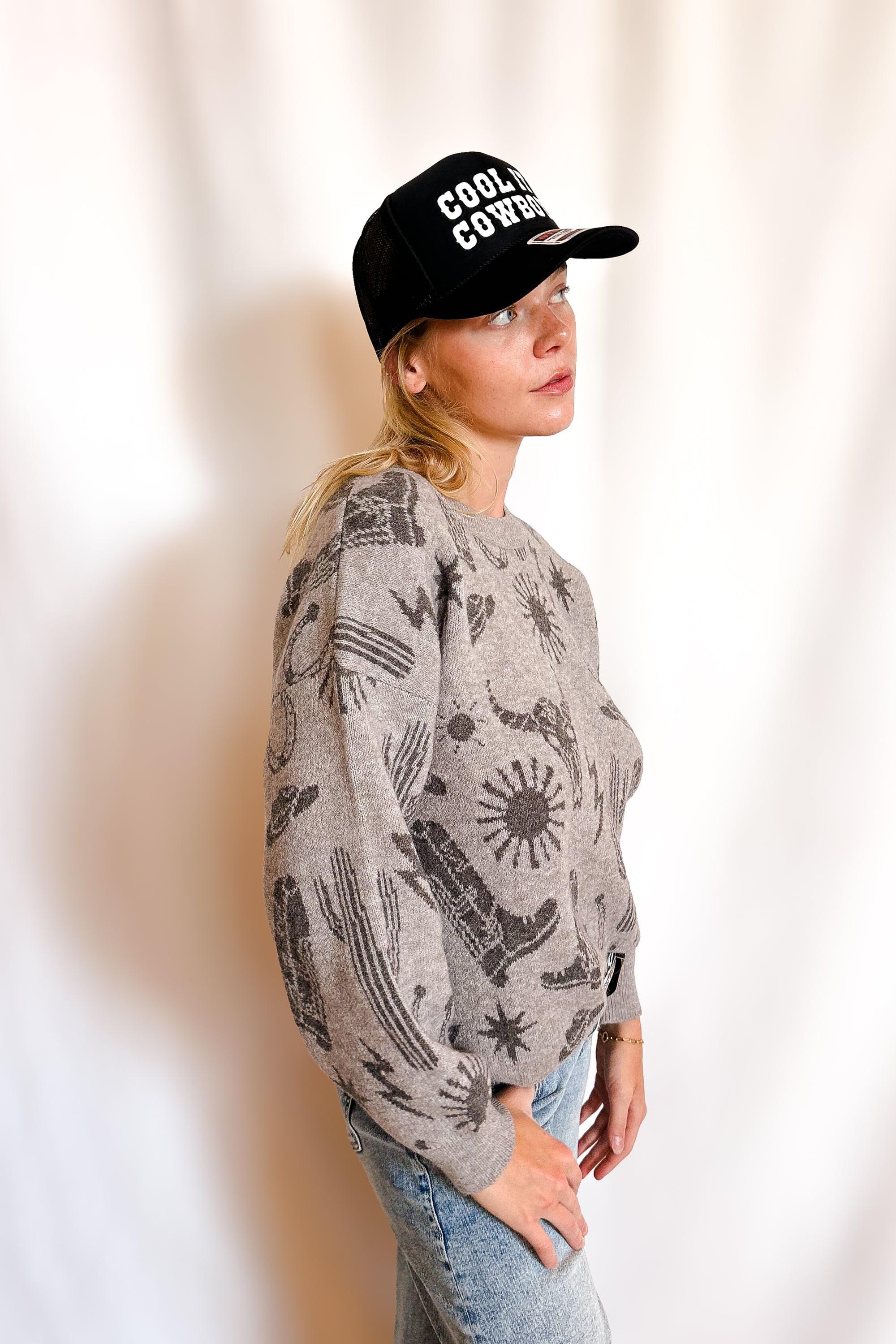 Out West Icon Pullover Sweater / Grey