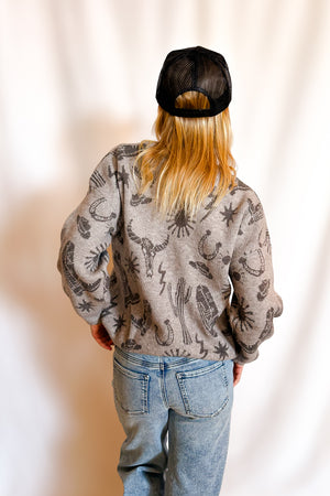 Out West Icon Pullover Sweater / Grey