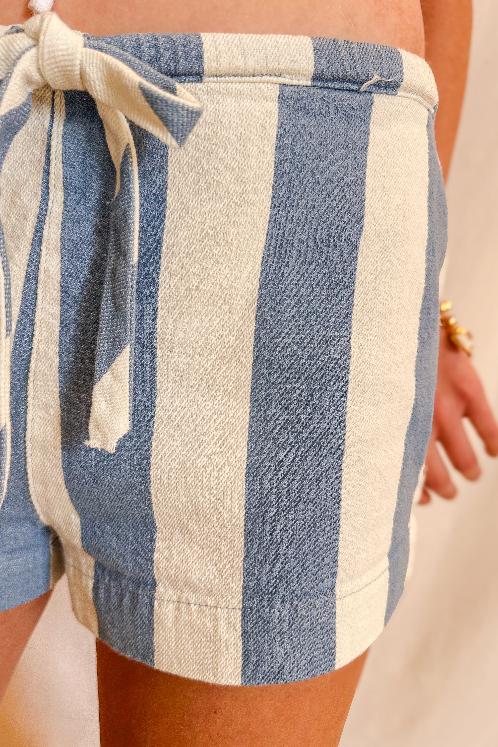 Cabana Stripe Drawstring Short / Blue