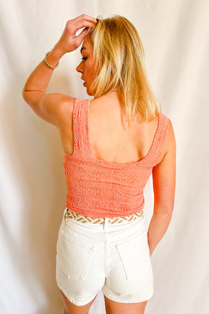 Soft Fleur Jacquard Tank Top / Coral