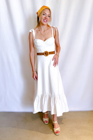 Poplin Cupped Cami Maxi Dress / White